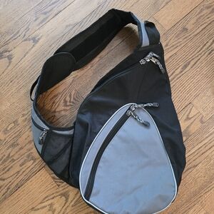 Men's Black and Gray Sling Backpack